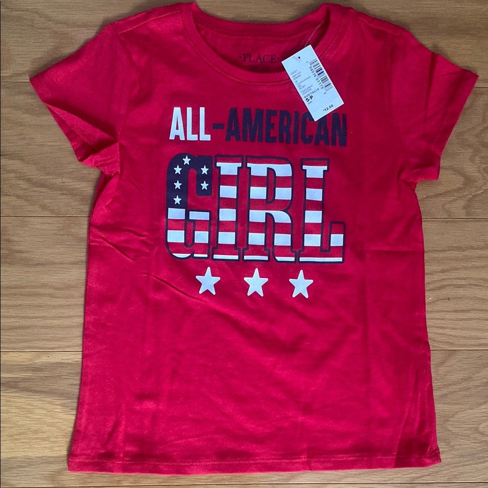 The Children's Place Red Short Sleeve Tee with Patriotic Design
